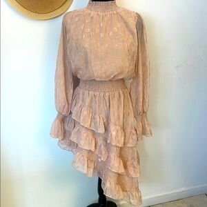 Do+Be | Welcome Elegant Beige Ruffled Women's Dress Size Small
